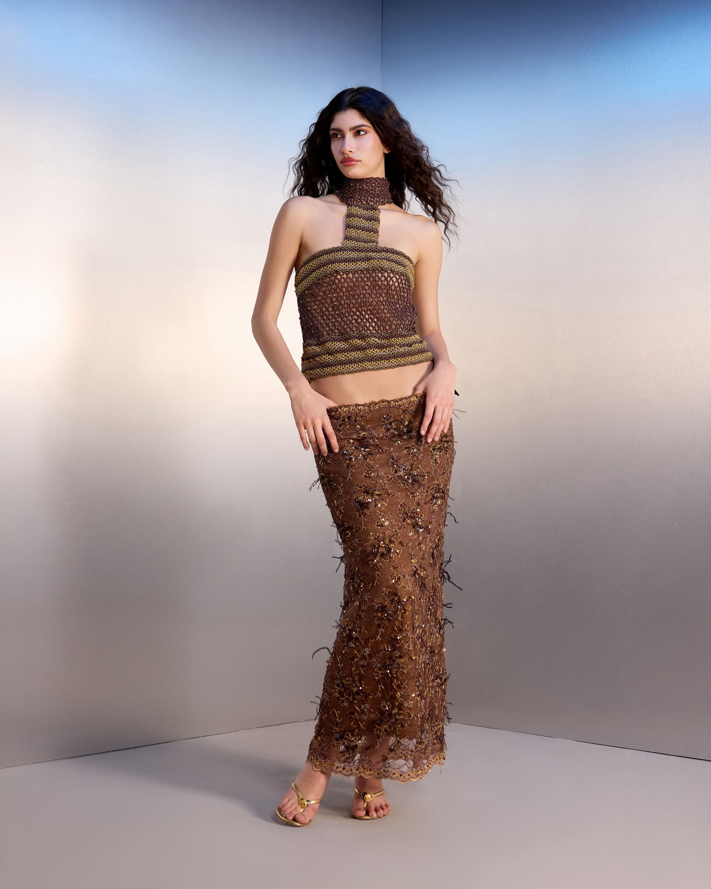 Hand-Embroidered Two-Piece Set