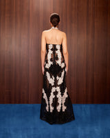 Contrast Lace Halter Gown