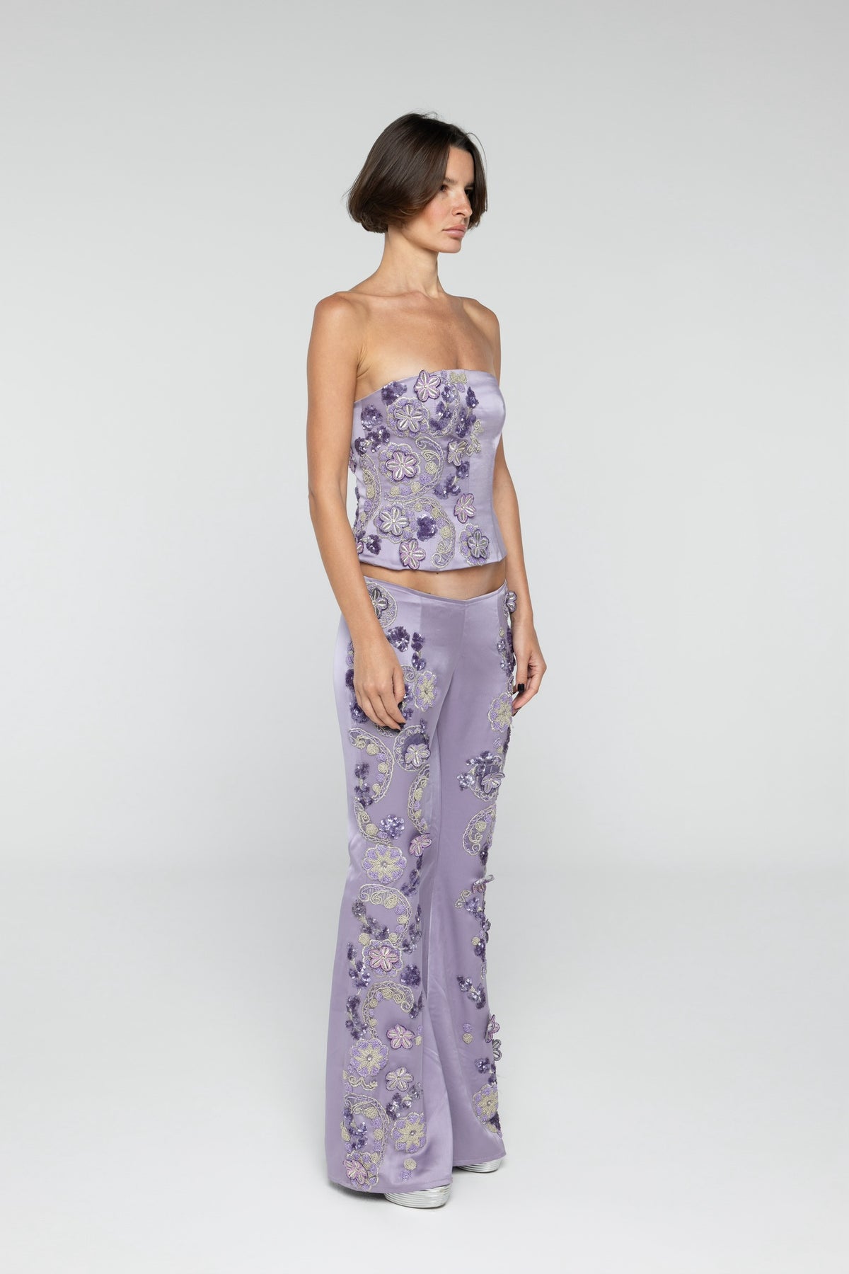 Purple Powder Embroidered Set