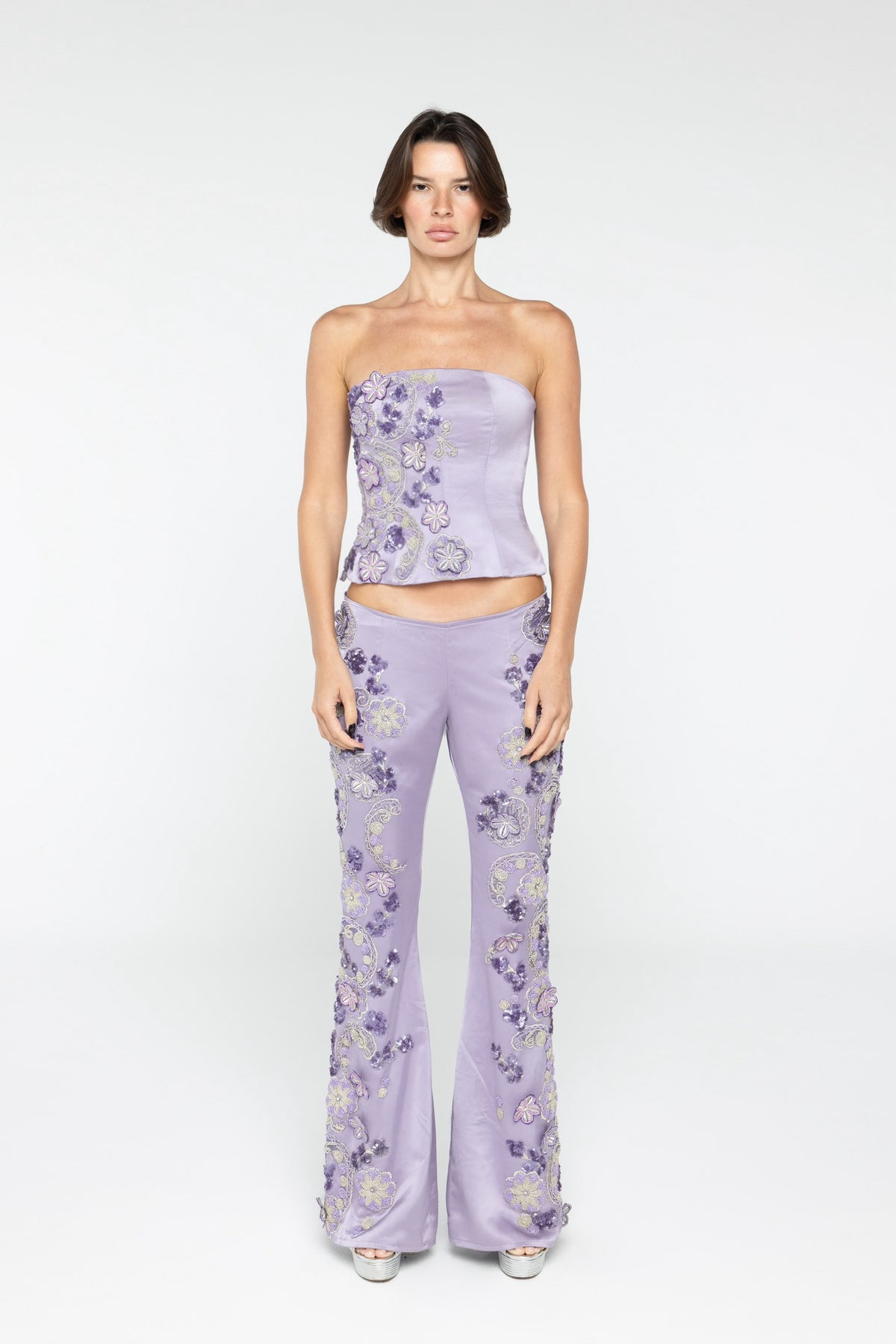 Purple Powder Embroidered Set