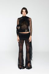 Onyx Embroidered Tulle Pants