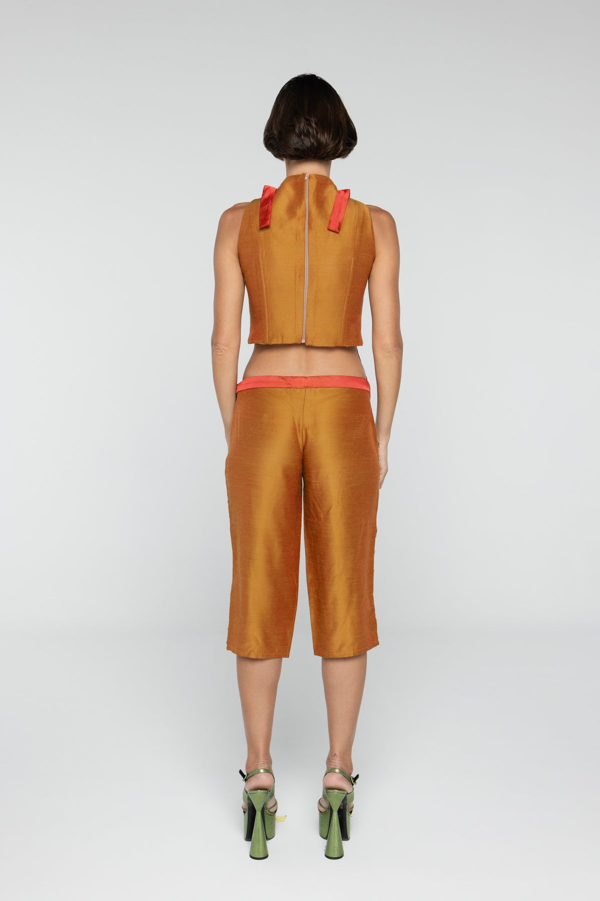 Saffron Taffeta Embroidered Set