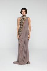 Antique Silver Feather Gown