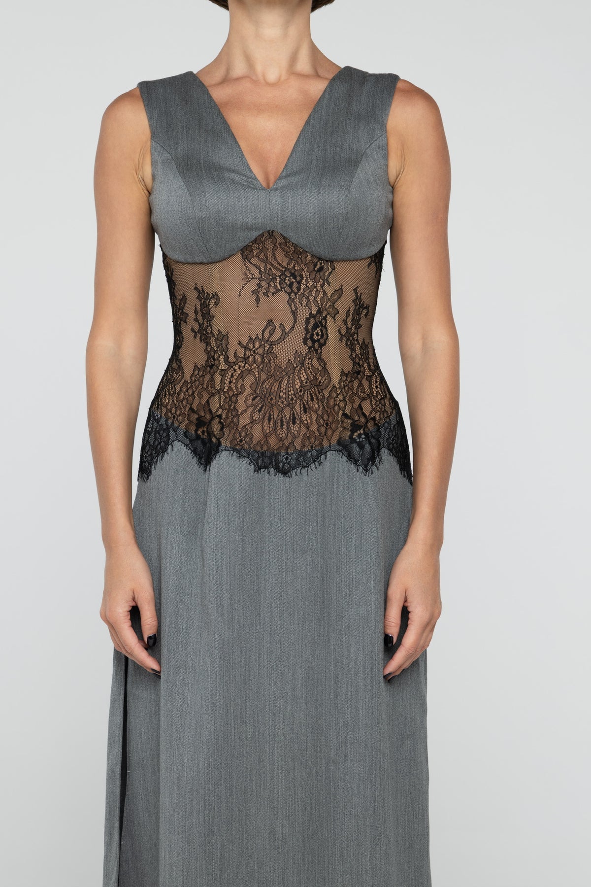 Silver Wool & Lace Maxi