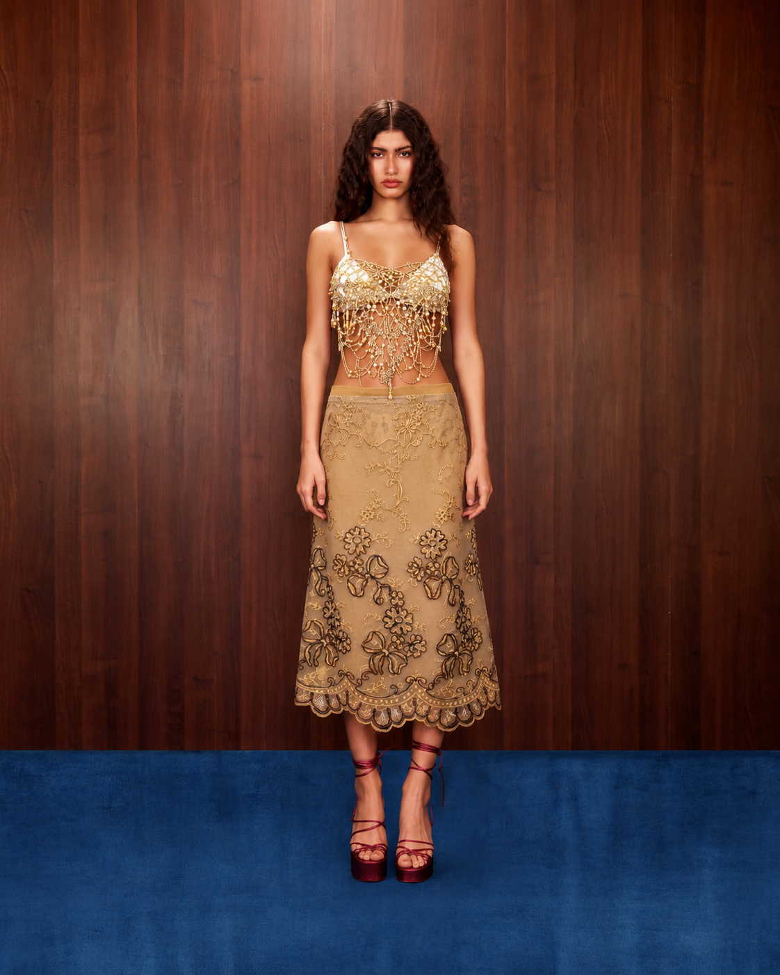 Antique Gold Embroidered Skirt