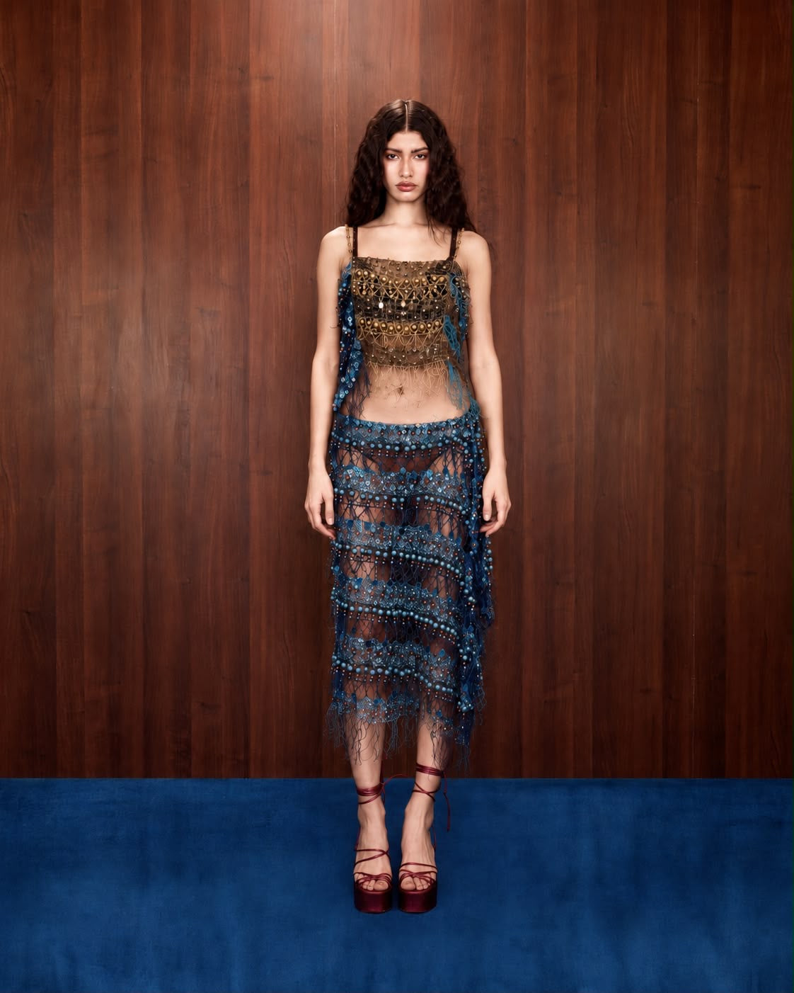 Turquoise Net Beaded Midi