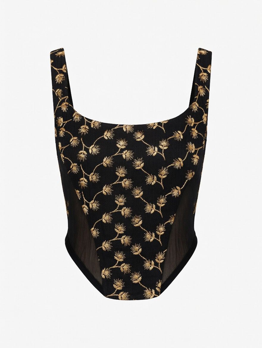 Gold Embroidered Corset Top